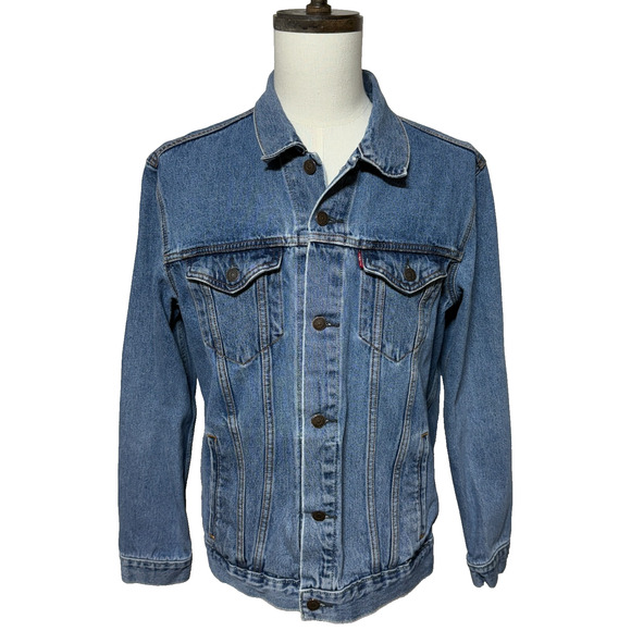 Levis Jacket Mens XL Blue Trucker Denim Jean Button Up Long Sleeve Workwear - Picture 1 of 9